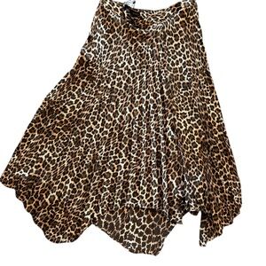 Zara Pleated Cheetah Leopard Midi Flowy Skirt NWT size XL